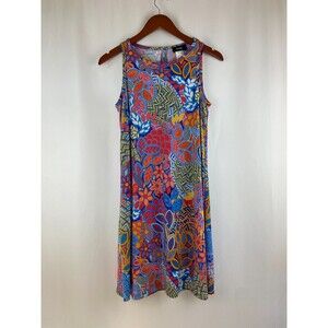 MSK Sleeveless Dress Pullover Women's Small Floral Print Colorful Stretch Chic